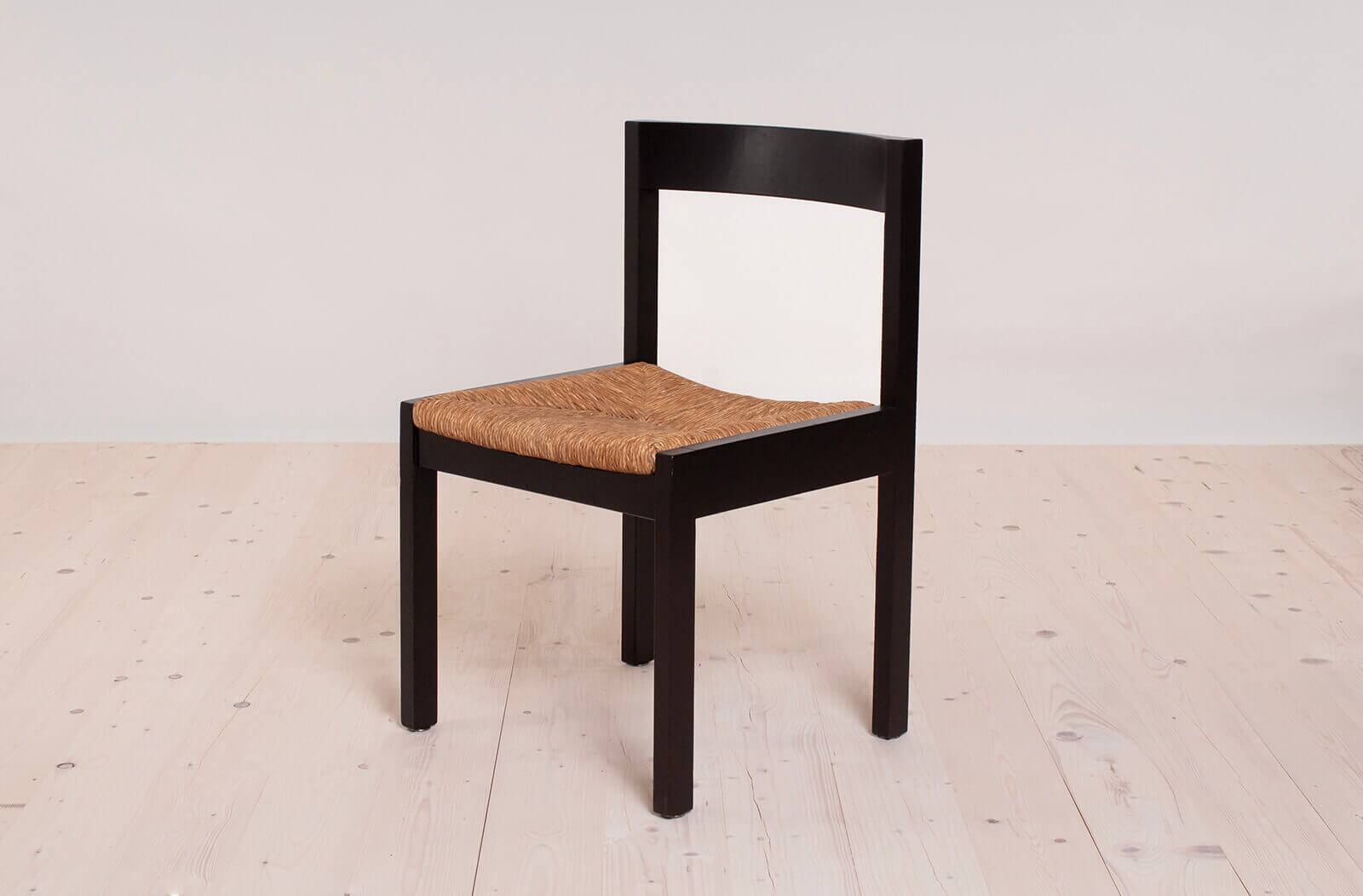 Vintage dining set, 4 chairs, extendable dining table, rope seating, 1970s