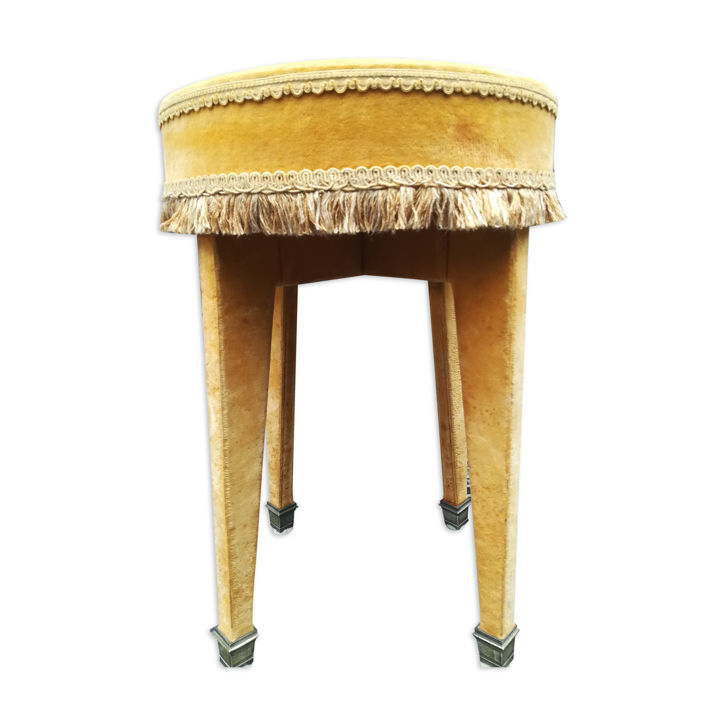 Wooden and gold velvet stool