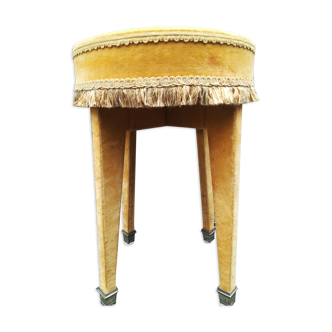 Wooden and gold velvet stool