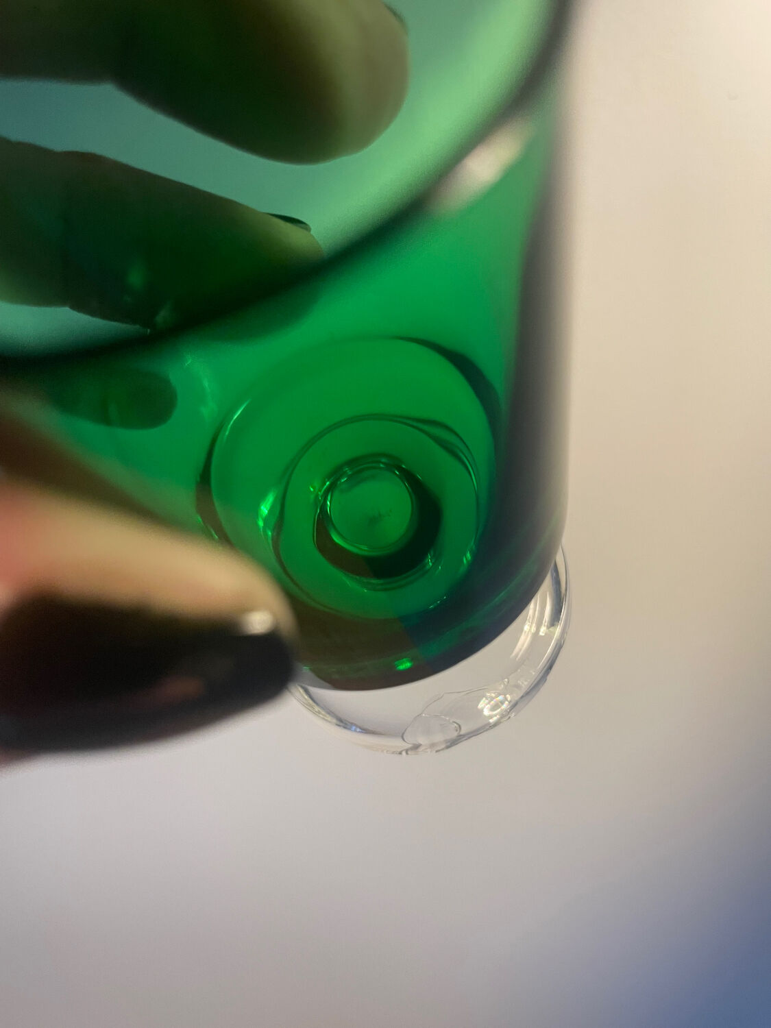 3 two-coloured green digestif glasses Luminarc