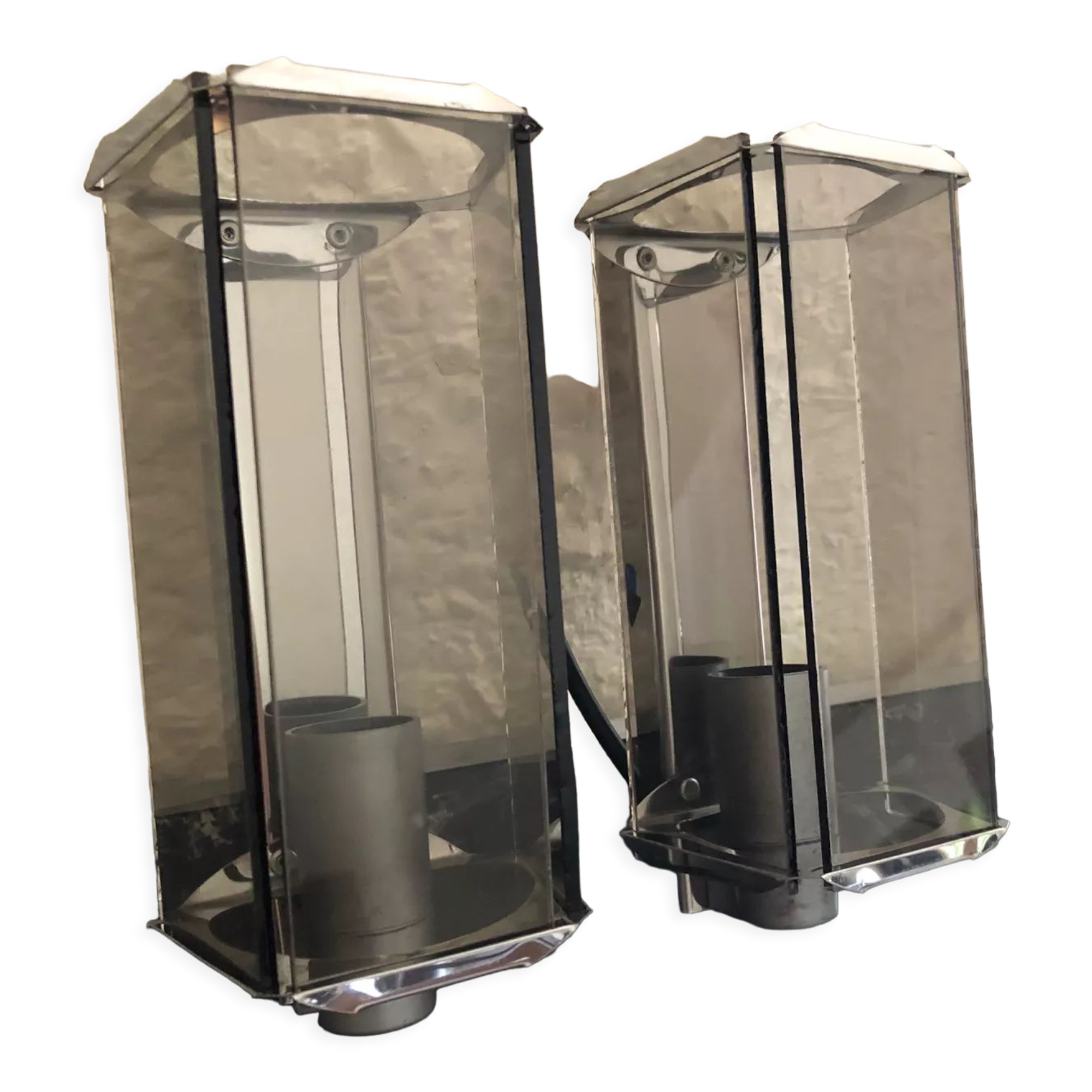 Smoked glass wall lamps