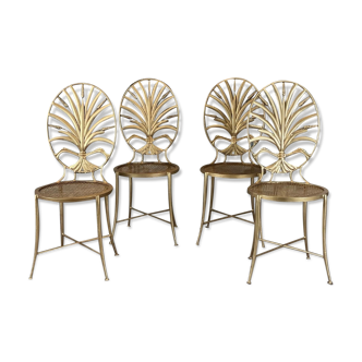 Suite Of 4 Golden Metal Chairs By S.salvadori. Around 1960