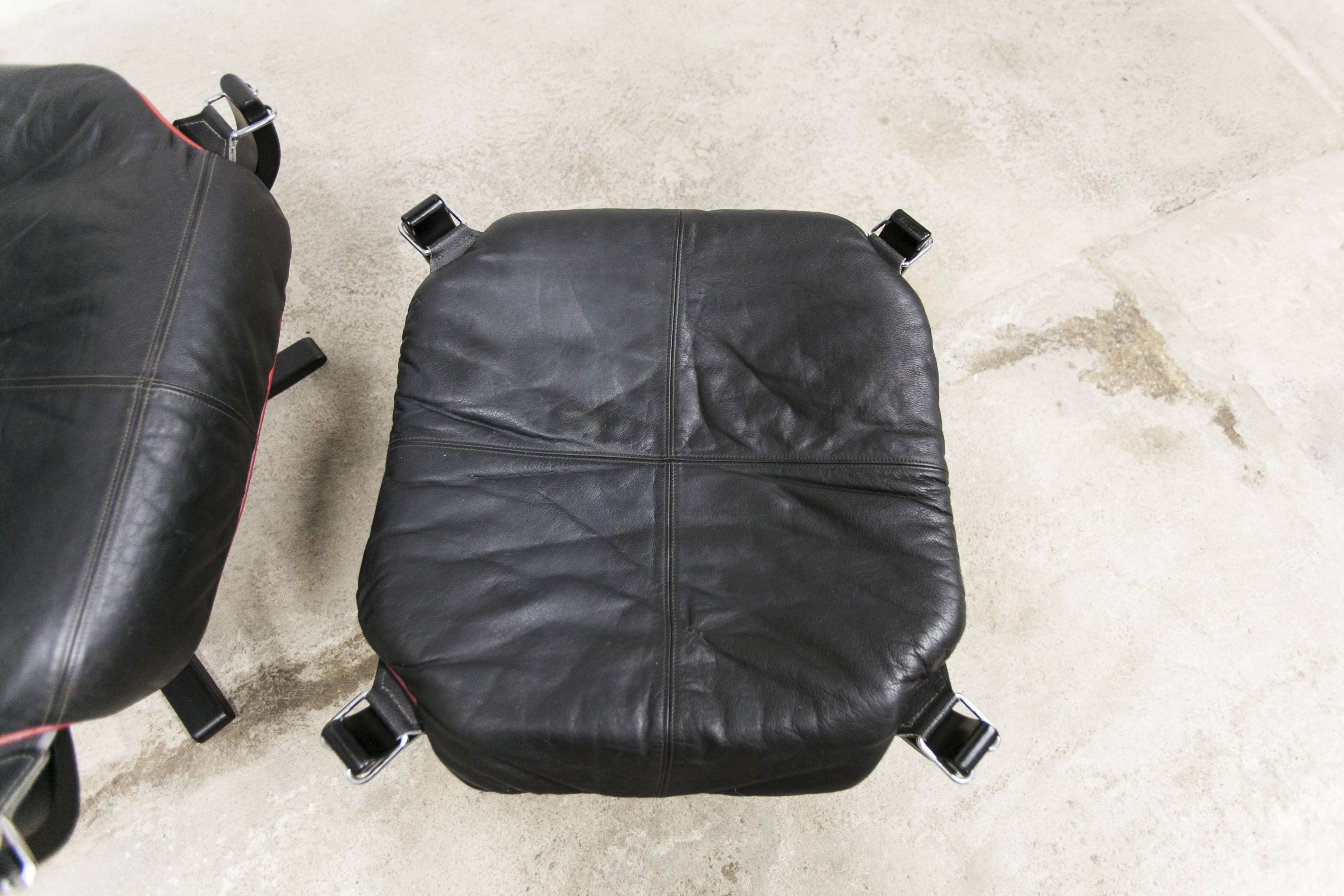 Set of armchair + ottoman viking p97 by Sigurd Russell for Poltrona Frau