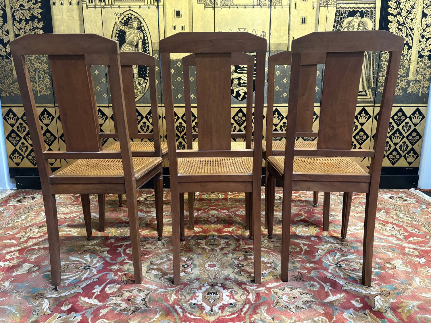 6 art deco cane chairs