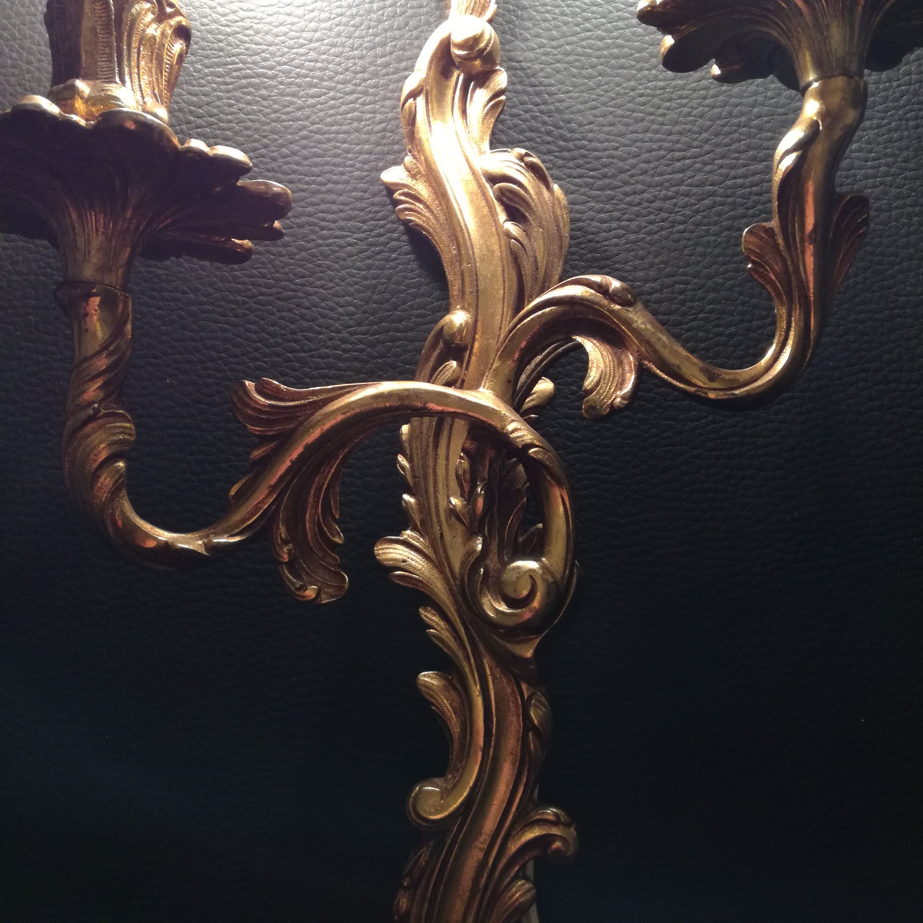Pair of bronze sconces