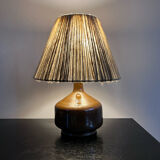 Vintage stoneware lamp and wool lampshade