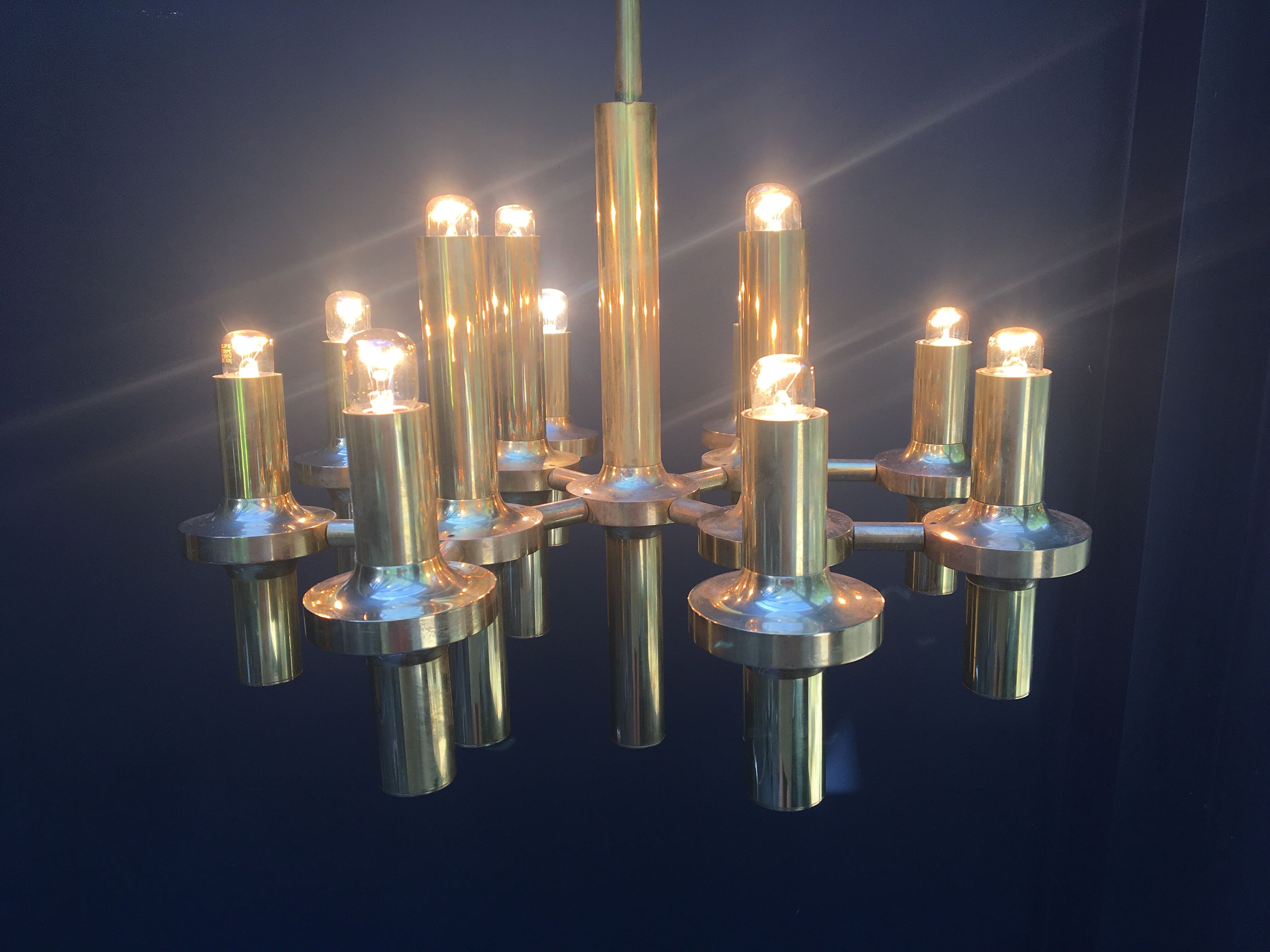 Chandelier brass by the Maison Sciolari circa 1960