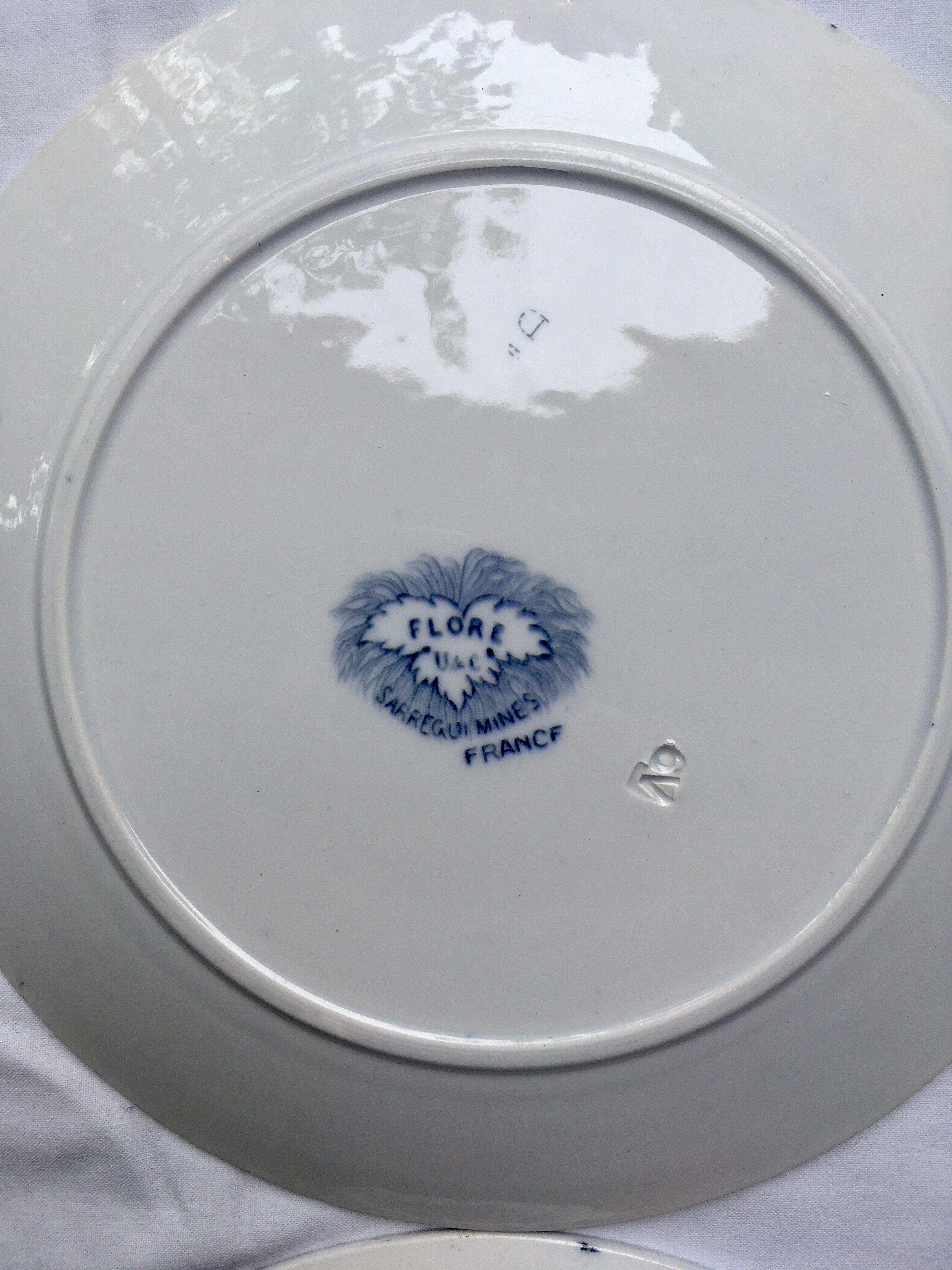 4 Dessert plates Sarreguemines U-C model Flore