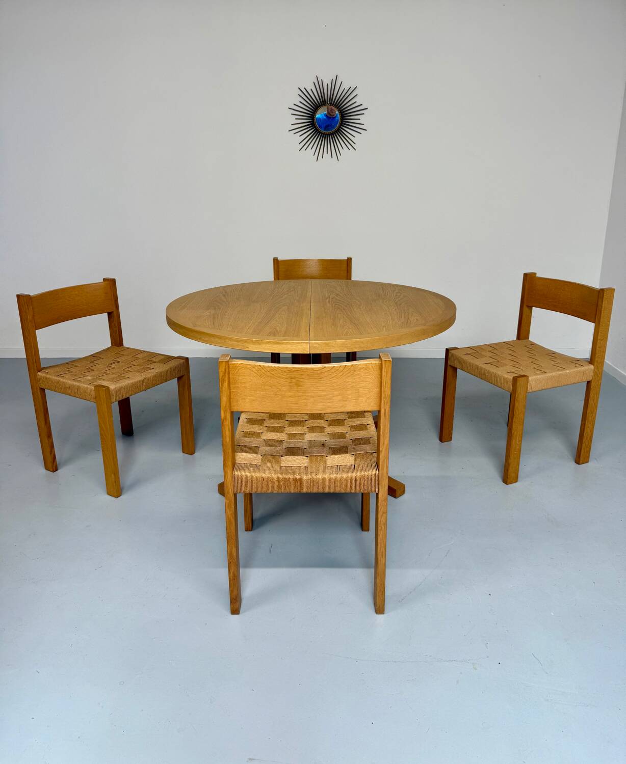 4 chaises bois et corde design Robert et Trix Haussmann  Dietiker vintage