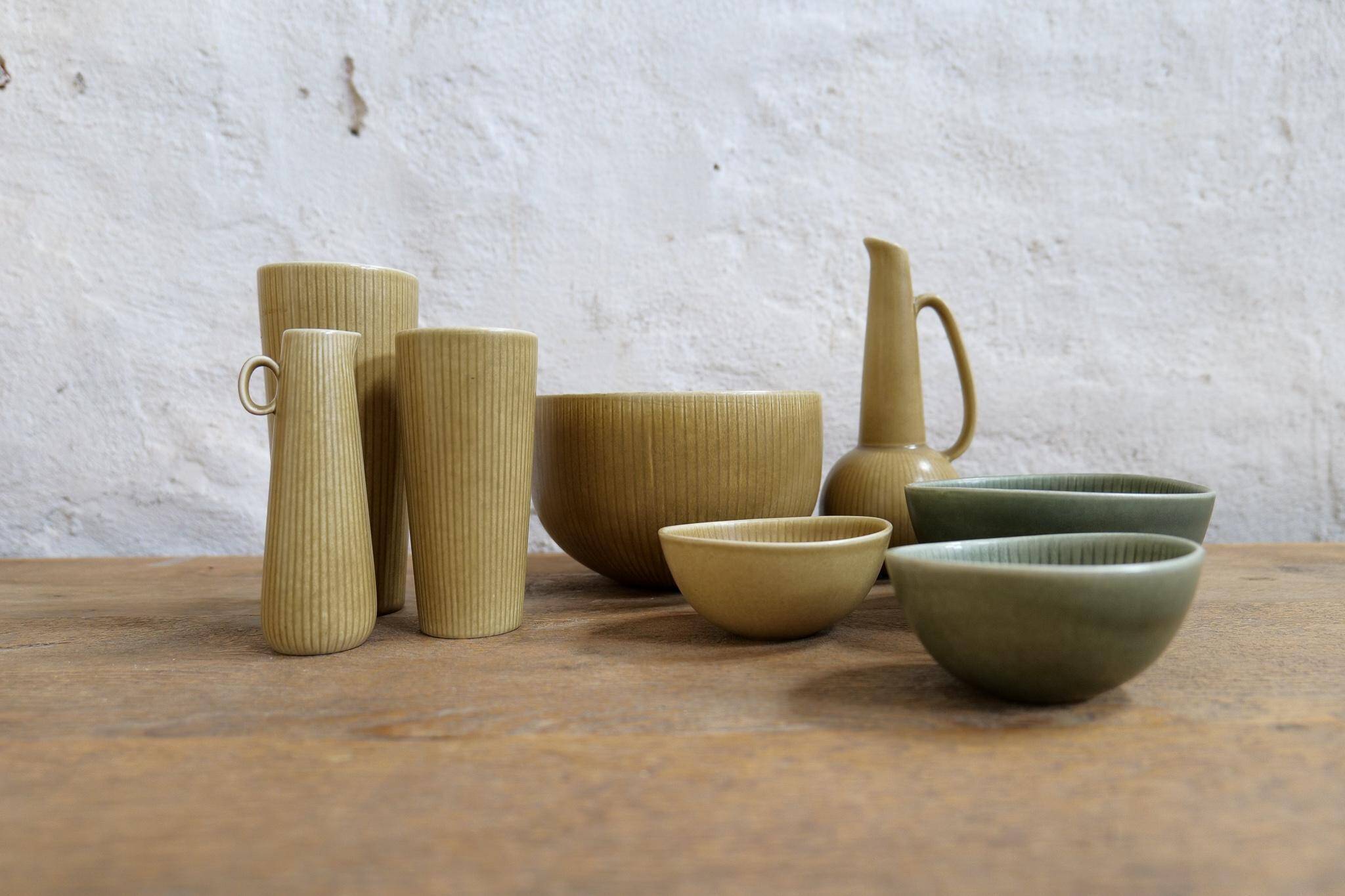 Mid-century Scandinavian set of 8 vases and bowls Rörstrand Ritzi Gunnar Nylund