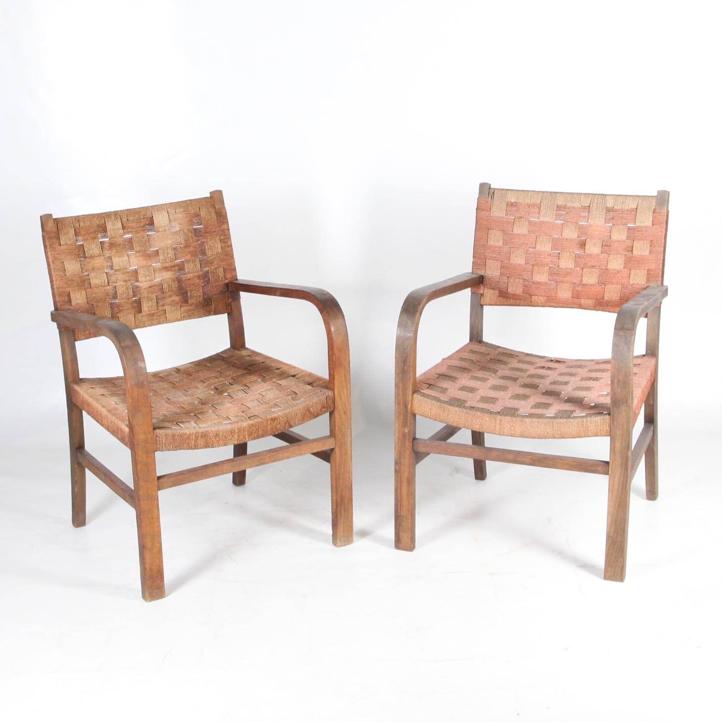Pair of vintage rope armchairs