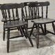 Series of 4 bistro western chairs solid wood black patina