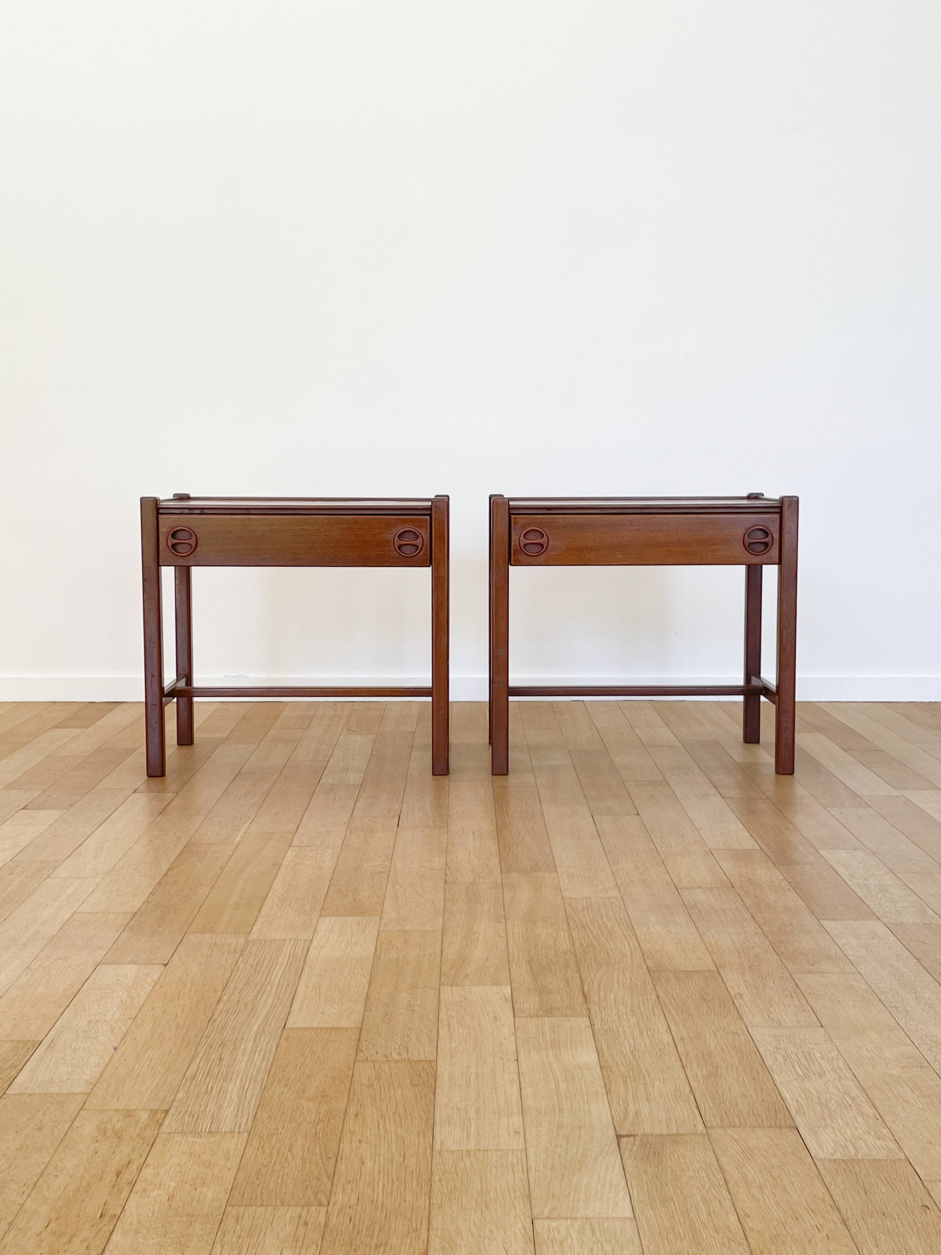 Pair of Scandinavian wooden bedside tables, 1960s