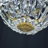 Hot air balloon chandeliers with glass tassels.