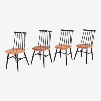 Four Mid Century Scandinavian Modern Fanett Dining Chairs by Ilmari Tapiovaara