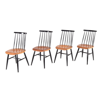 Four Mid Century Scandinavian Modern Fanett Dining Chairs by Ilmari Tapiovaara