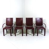 Chaises Arcadia en cuir Arper Italie années 1980, set de 4