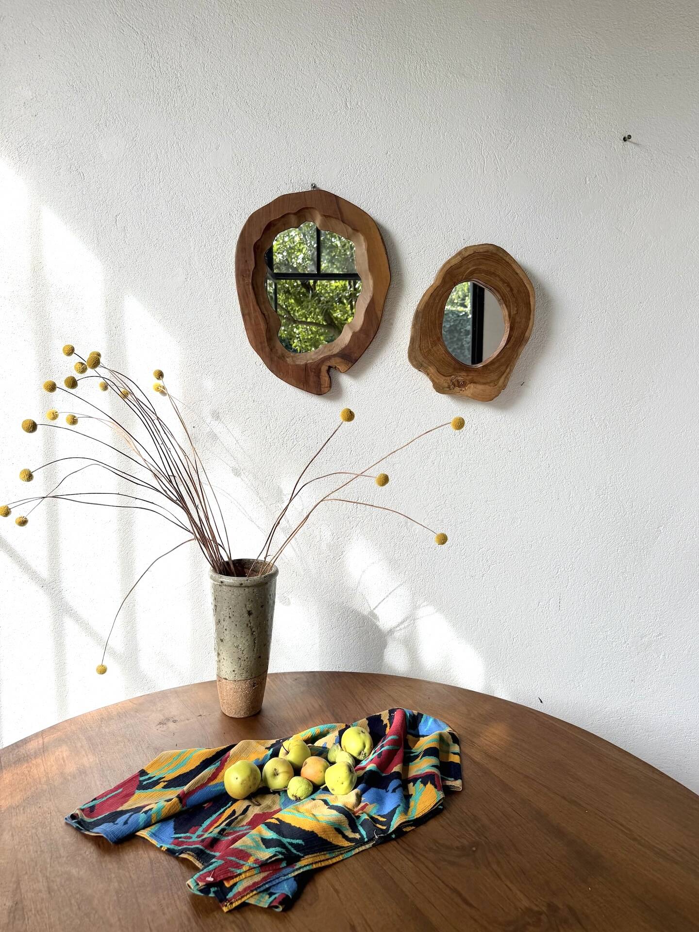 Set of 2 organic brutalist mirrors wood 1950s