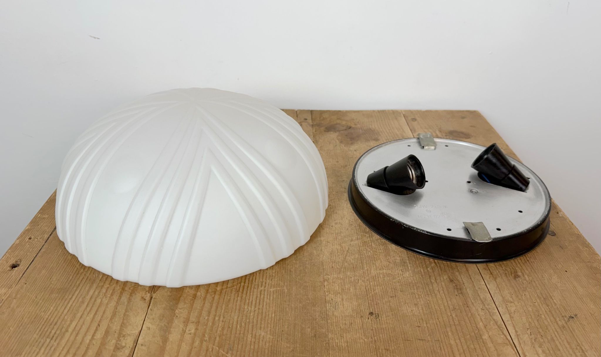 Vintage Wall Or Ceiling Light with Milk Glass, 1970s