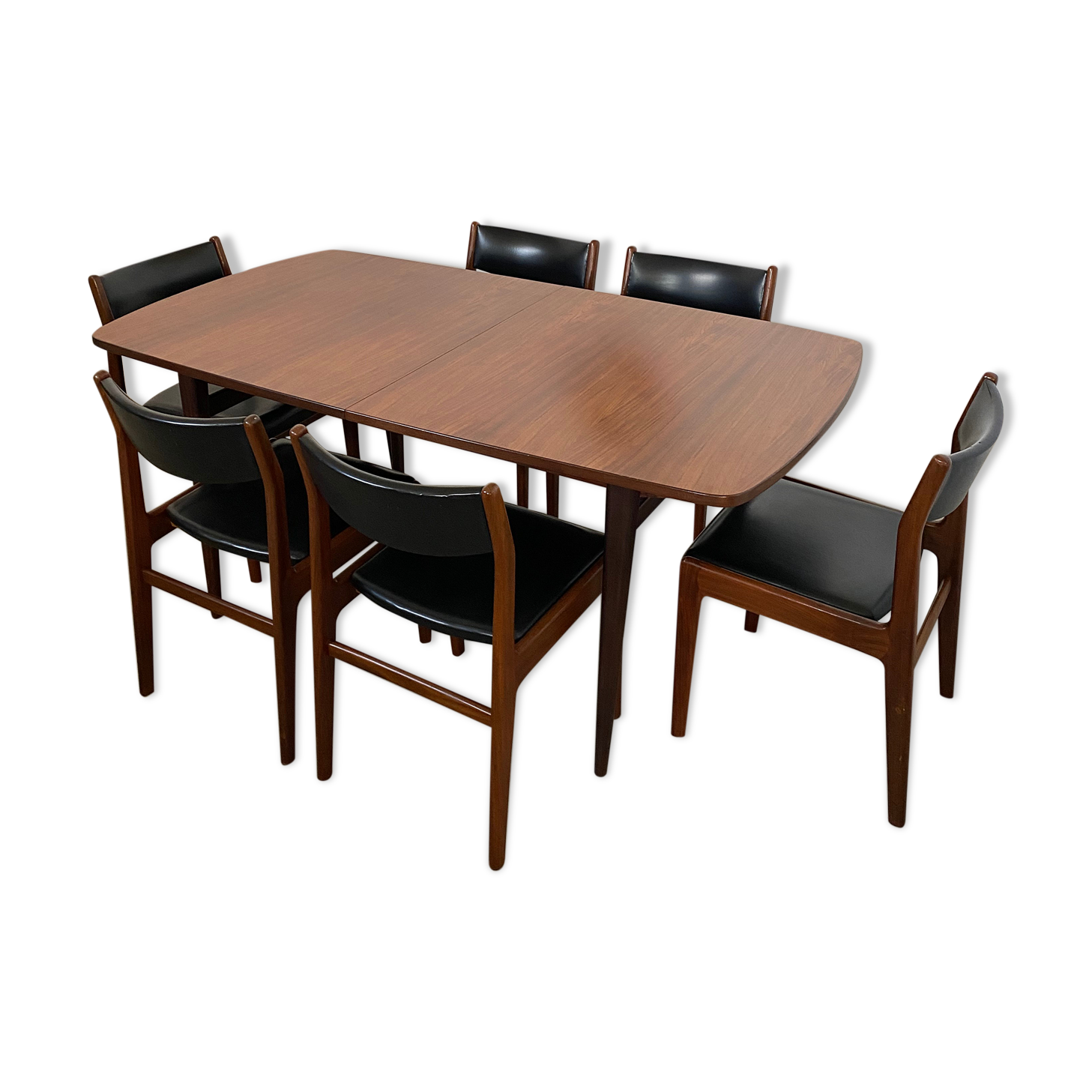 Table and 6 chairs teak wood Scandinavian design 60s vintage