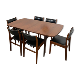 Table and 6 chairs teak wood Scandinavian design 60s vintage
