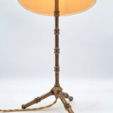 Faux bamboo table lamp in gilded bronze in the style of Maison Baguès