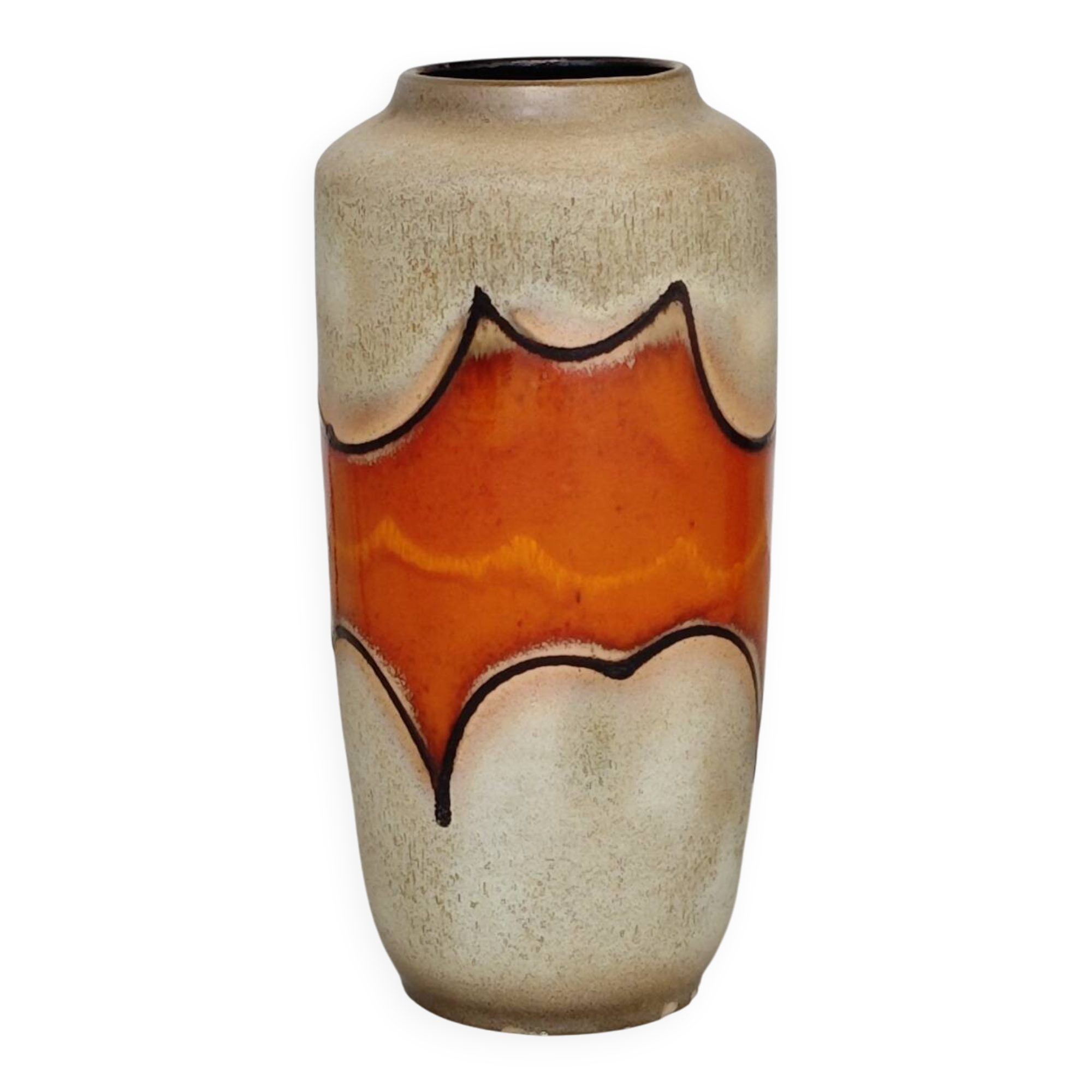 Large West Germany glazed vase with orange and beige shades