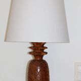 Lampe bois ananas avec abat-jour tissu 650mm