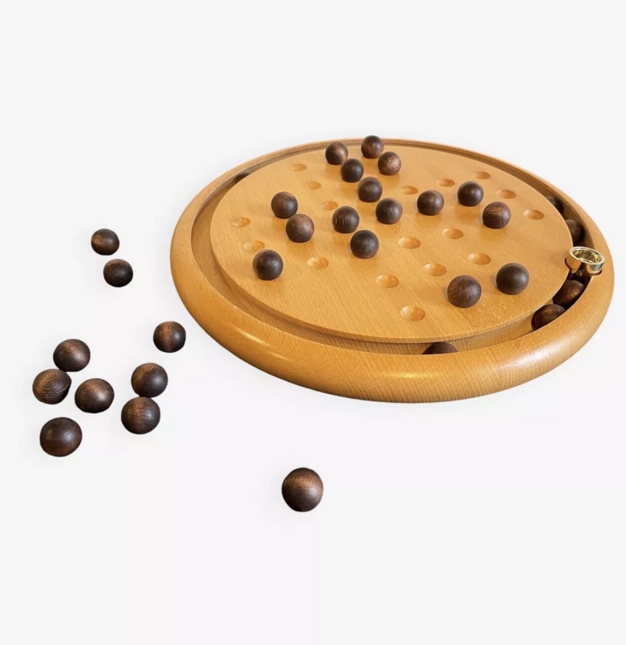 Vintage solid beech solitaire game