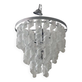 Contemporary Transparent and White "Ricci" Murano Glass Chandelier