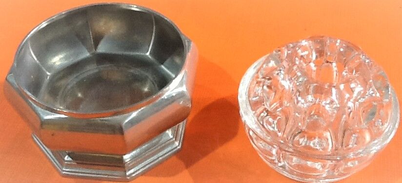 Table center Pique glass flowers Base Etain of the Manor 70s