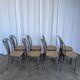 Set of 8 Vintage Gray Bentwood Dining Chair: Thonet Style Cane Seat