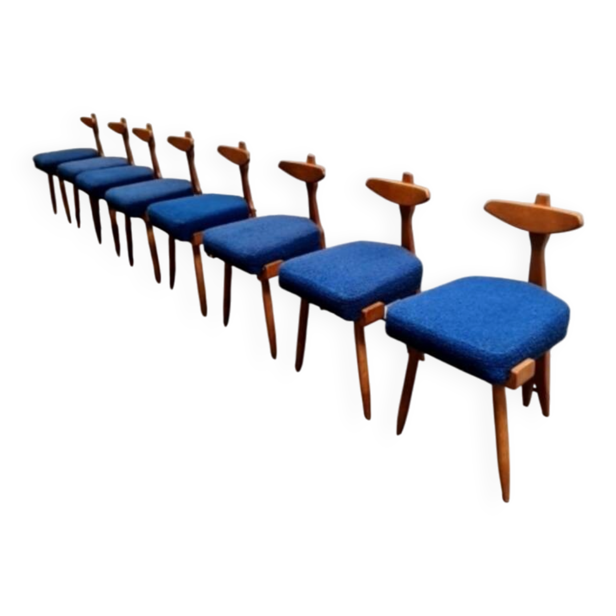 Guillerme chambron tripod chair 1950's, set of 8