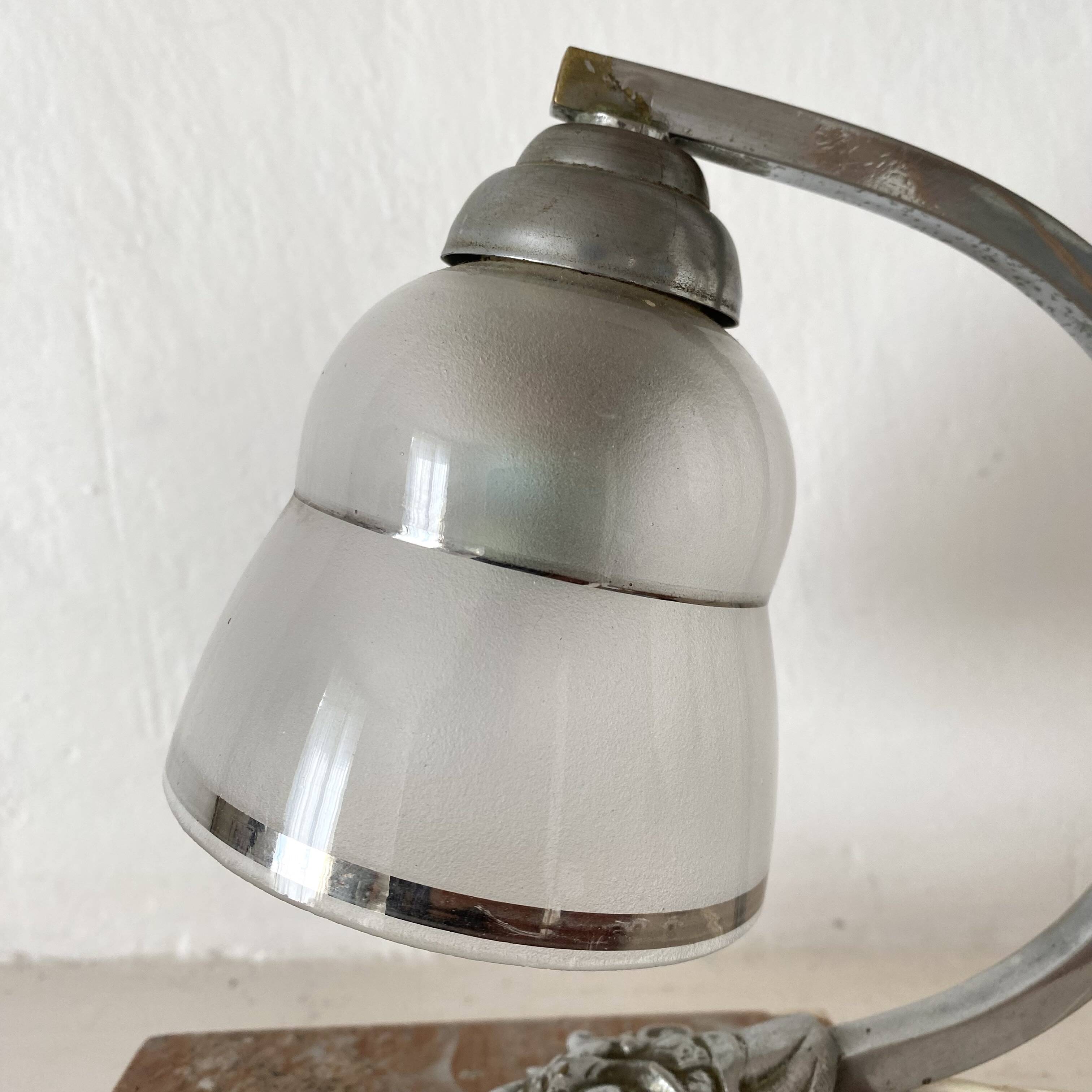 Art deco night light with marble base