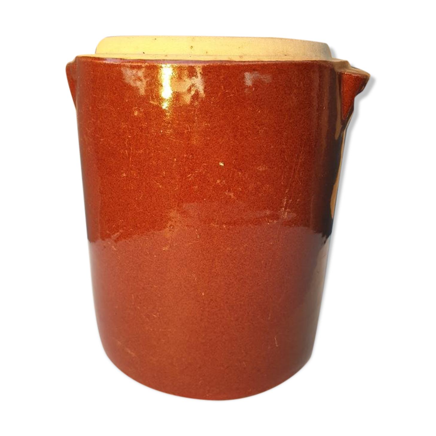 Vintage enamelled stoneware pot