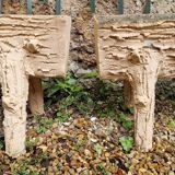 Pair of faux wood cement planters