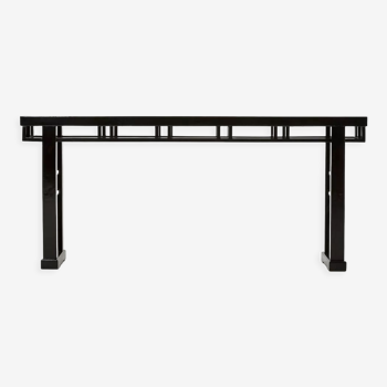 Console table in black lacquer wood, Asian style of the XXth century
