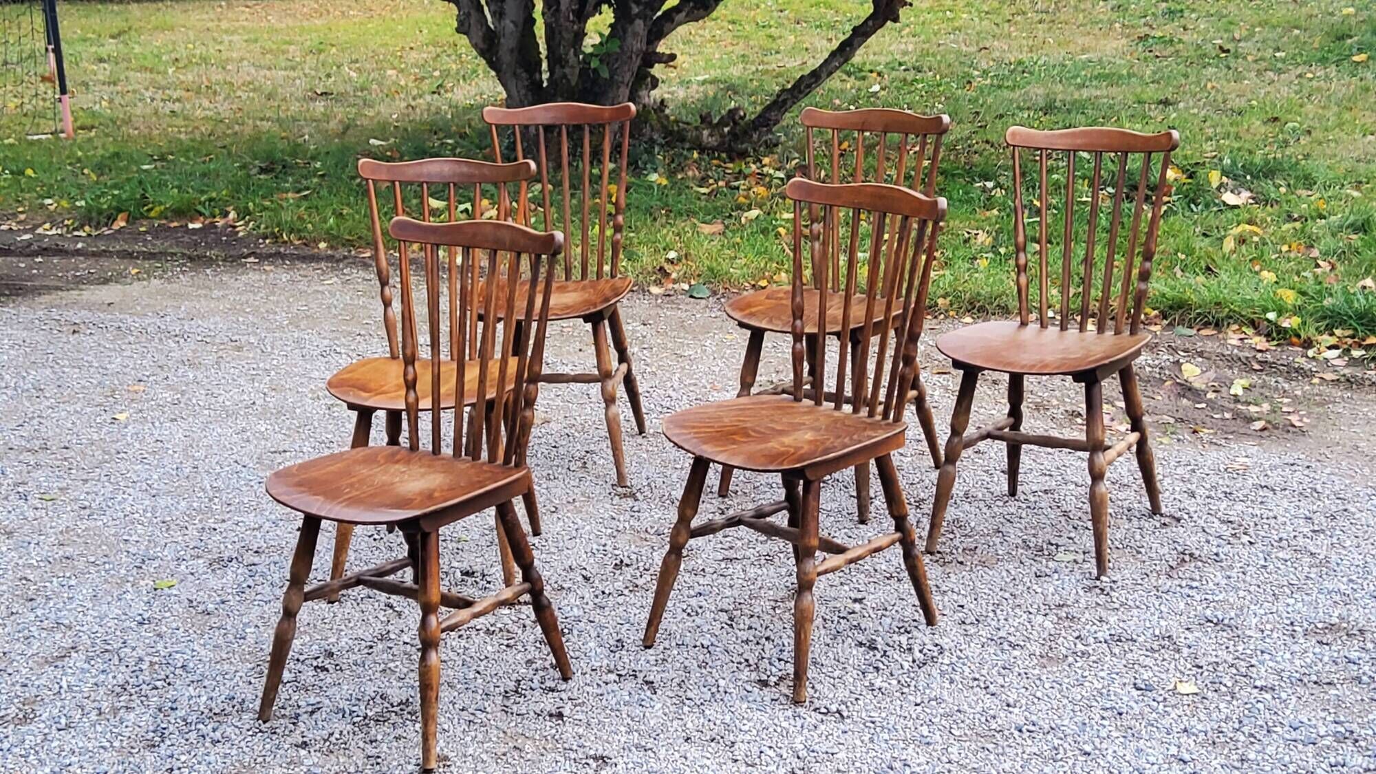 Set de 6 chaises de bistrot Baumann vintage des années 60