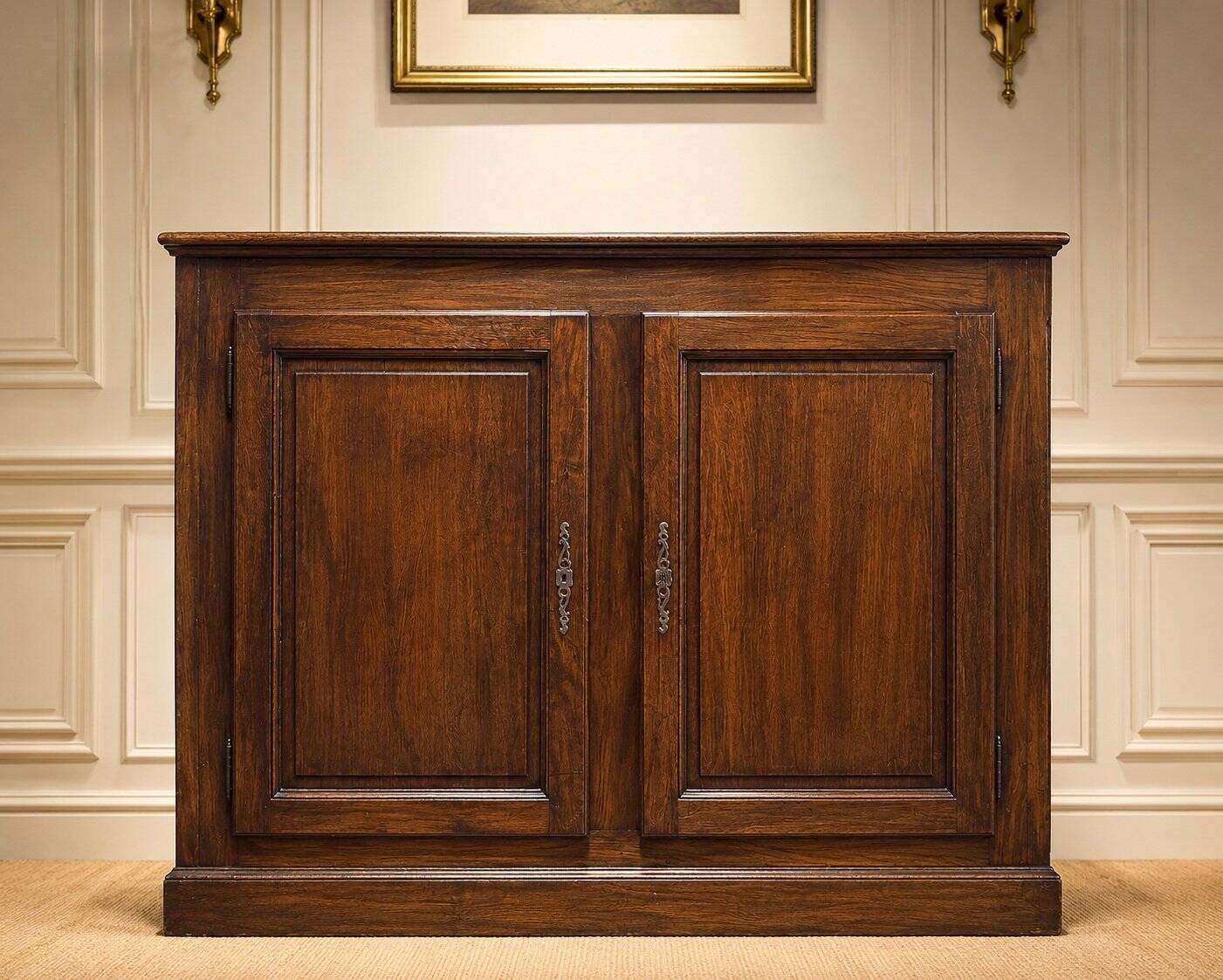 Low plinth buffet – Regency style – Solid oak – Chevron top