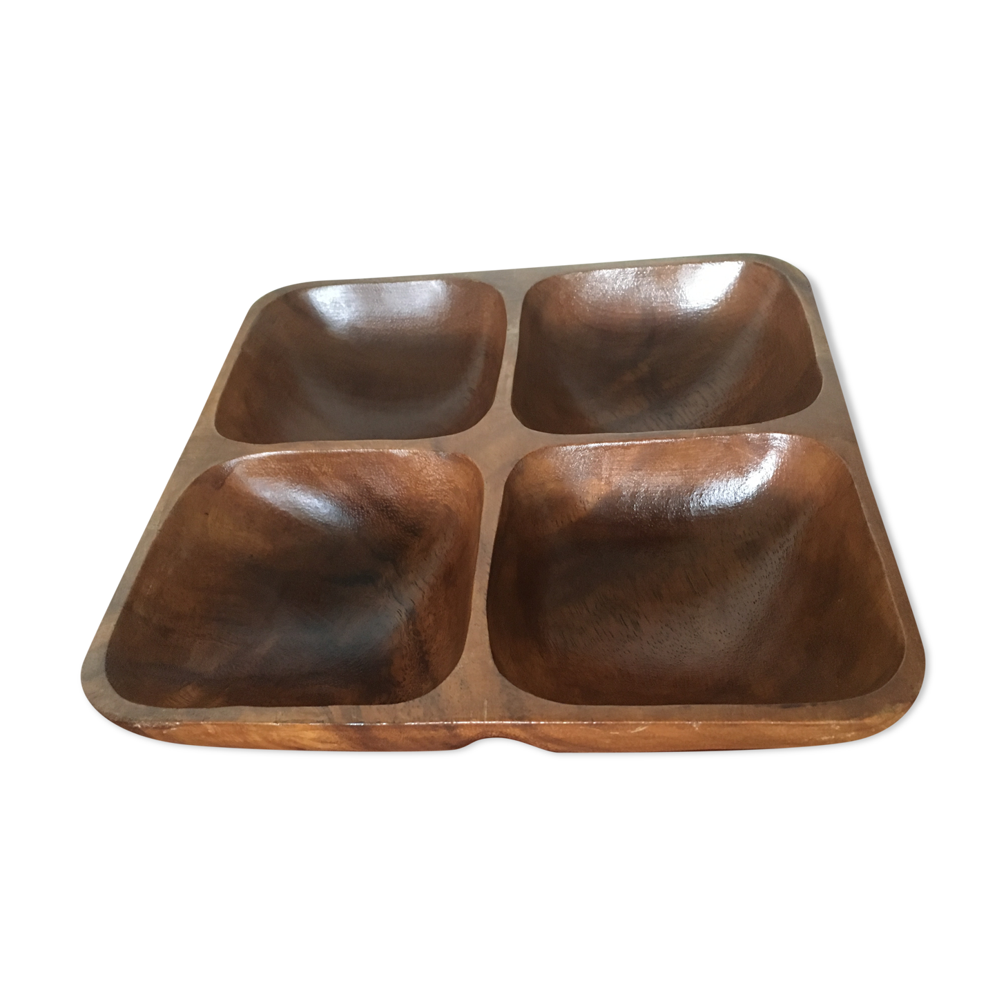 Wooden dish with compartments