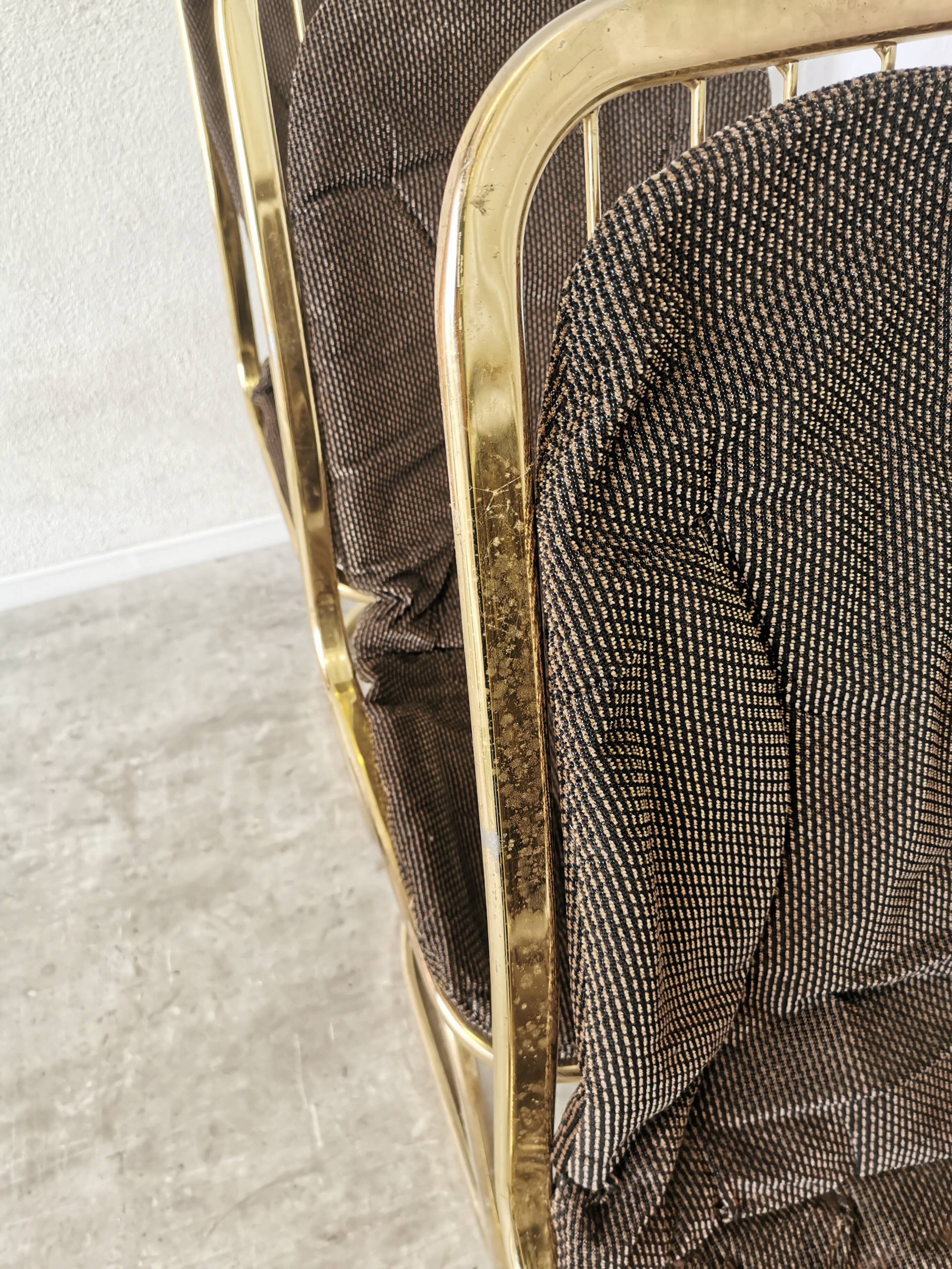 Set of 6 Vintage Gold Chrome Dining Chairs: Italian Mid-Century Design