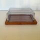 Teak and plastic butter dish