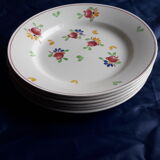 Set de 6 assiettes en faïence de Gien modèle Val de Loire peint à la main diam 21,5 cm
