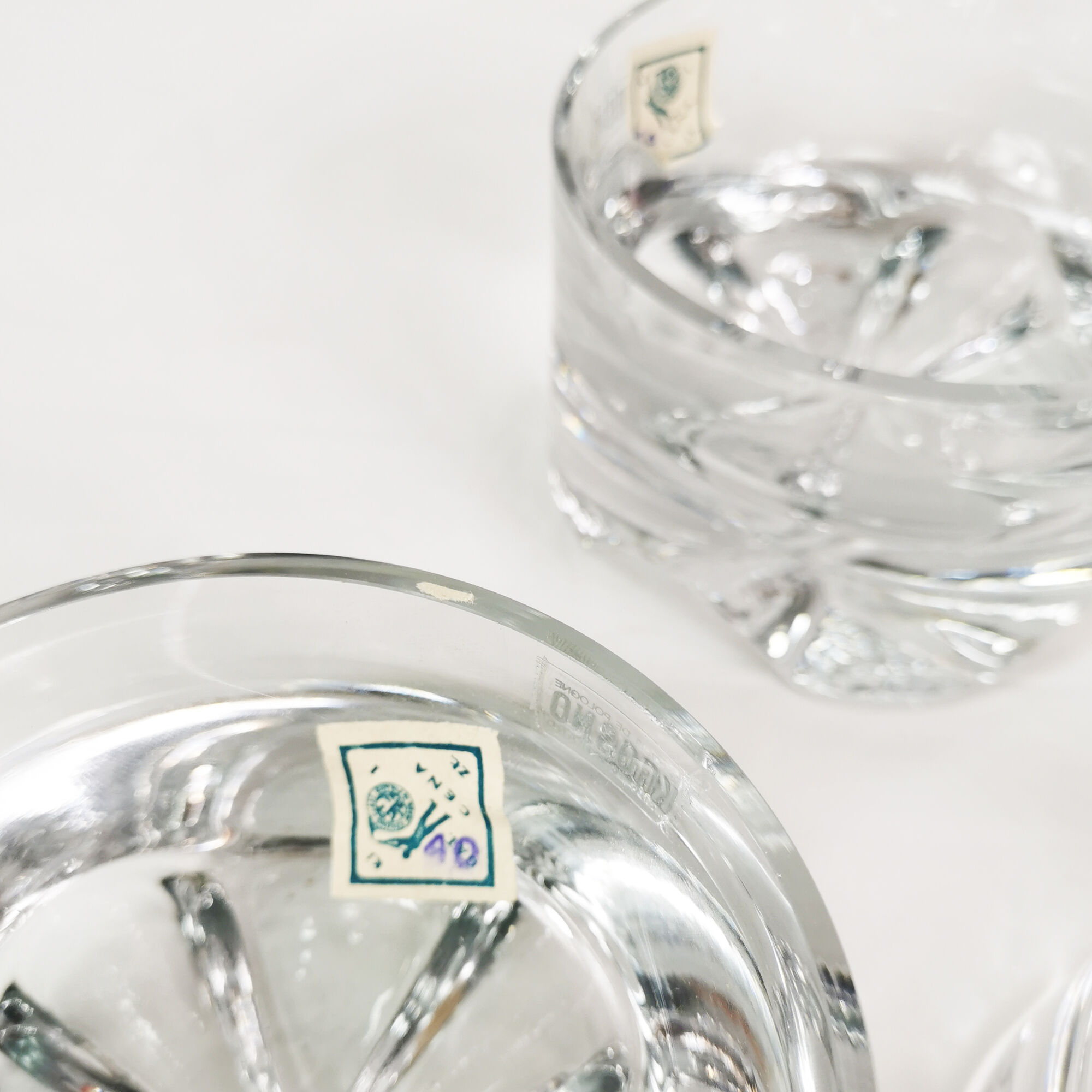 Crystal dessert salad bowls, Krosno, 1970s
