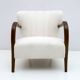 Malatesta and Masson Art Déco Style Italian Walnut and Bouclé Armchair, 50