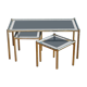 Bamboo brass and smoked glass trio of tables