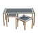 Bamboo brass and smoked glass trio of tables
