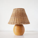 Elm and wicker ball lamp
