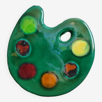 Vallauris cheese platter enamelled in painter's palette