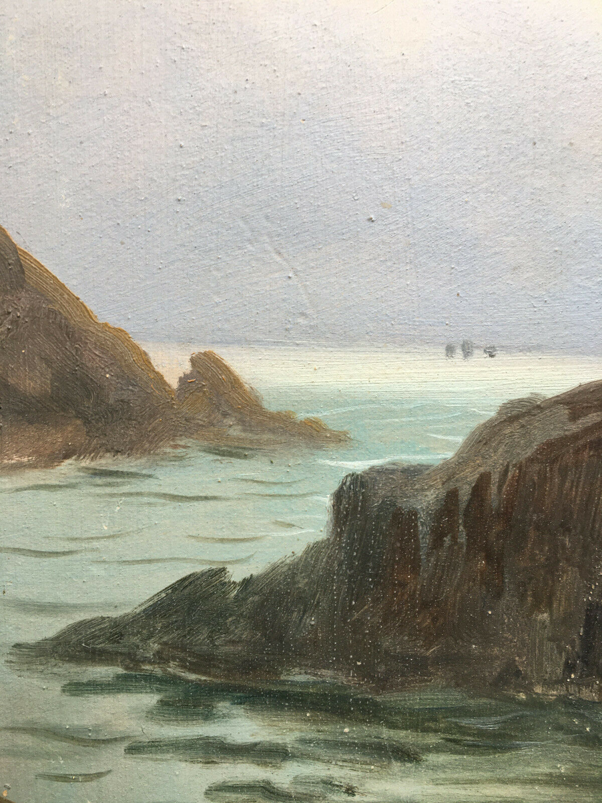 Magnificent painting HSC Marine Quiberon 1919 seaside Brittany sailboats